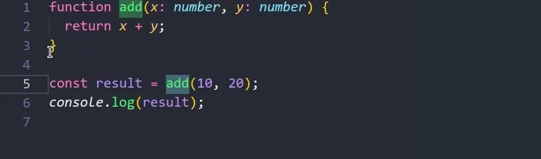Figura 6. A inferência de tipos consegue saber o tipo de retorno da função e repassar isso para a variável.