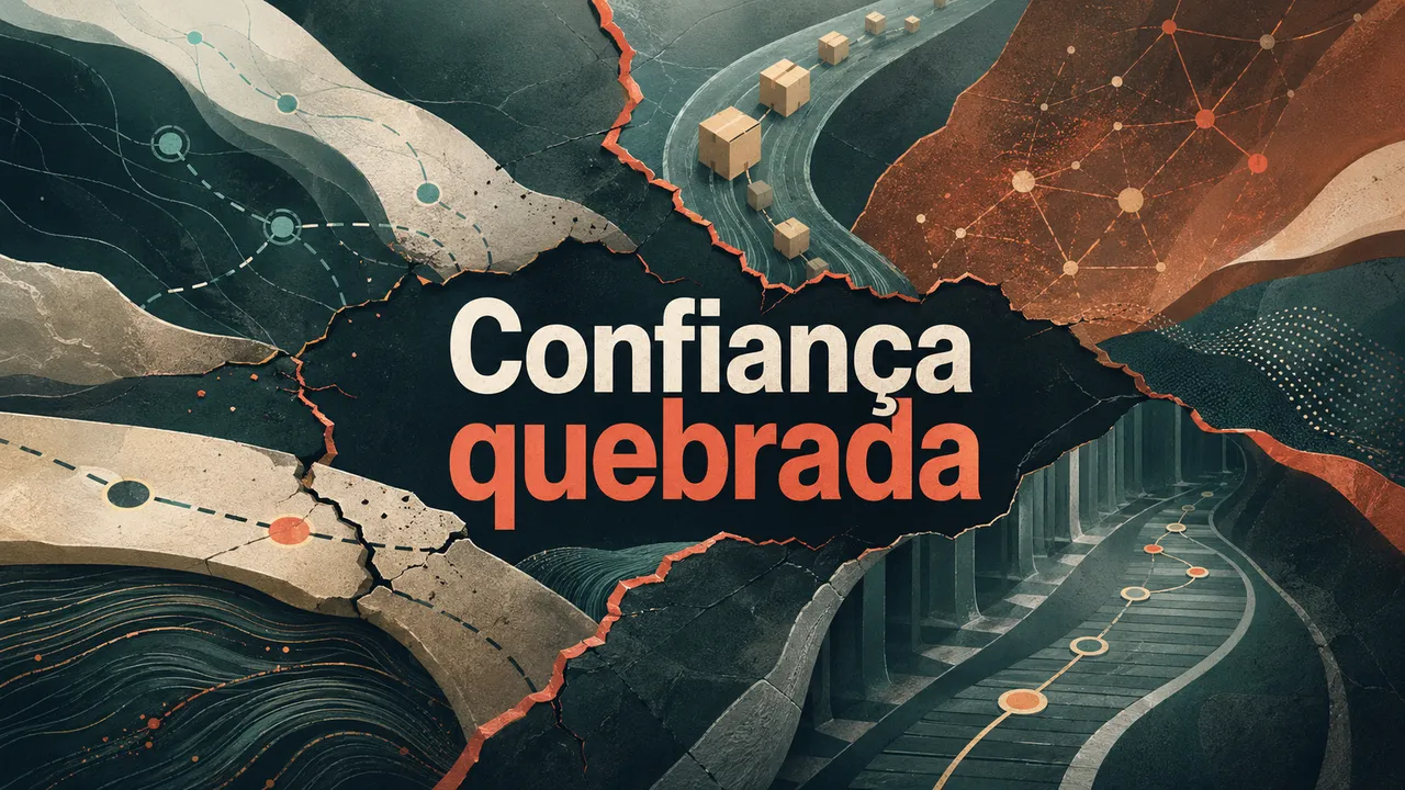 Capa abstrata editorial com formas orgânicas e o texto Confiança quebrada