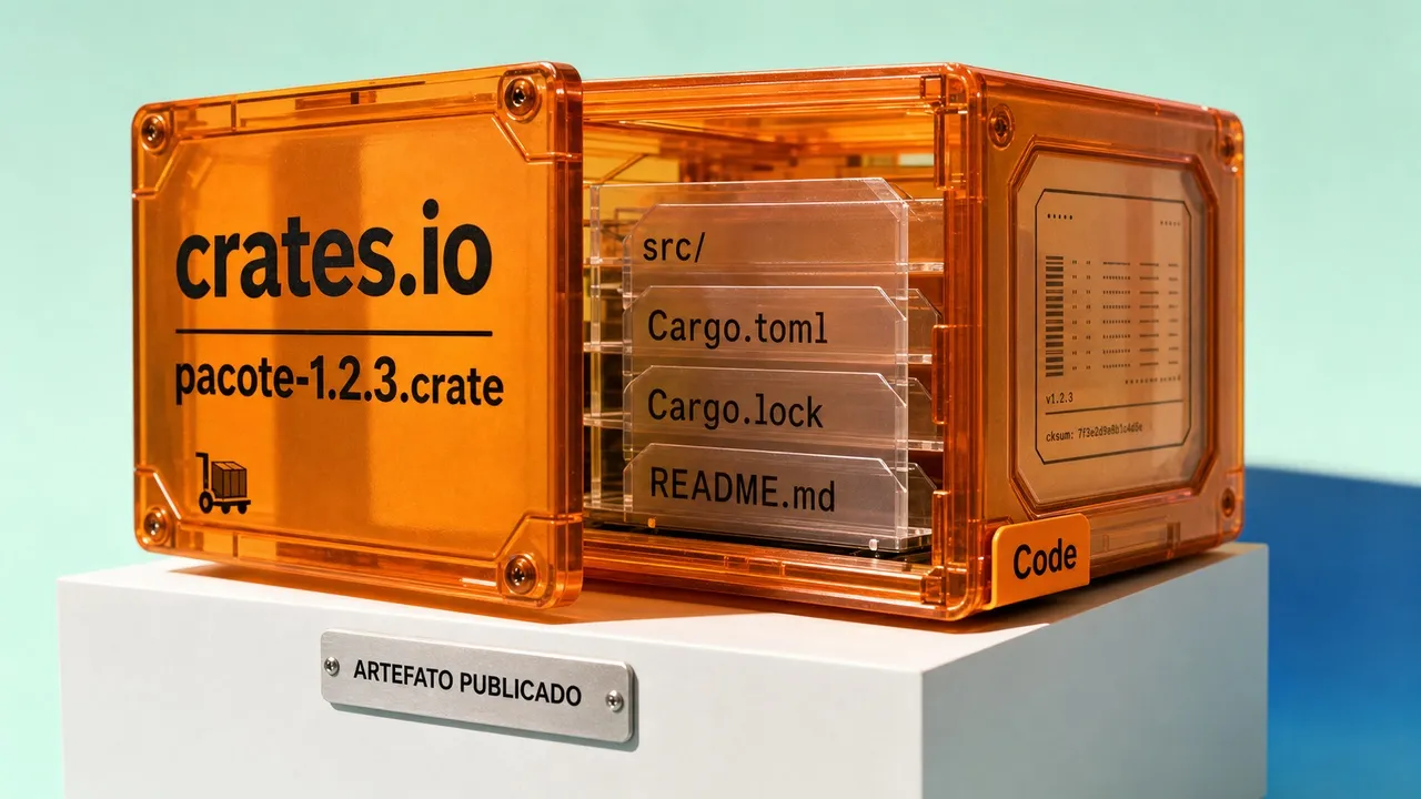 Artefato .crate do crates.io aberto para revelar os arquivos incluídos no pacote publicado.