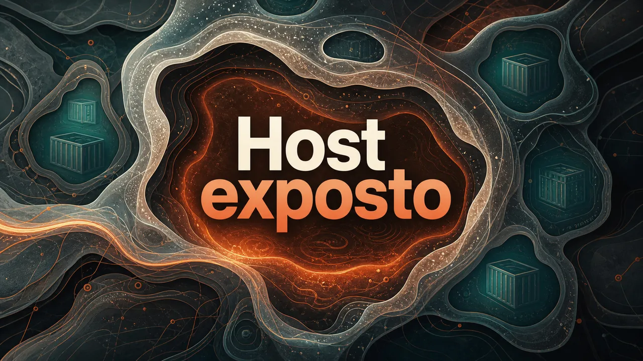 Capa abstrata editorial com formas orgânicas e o texto Host exposto