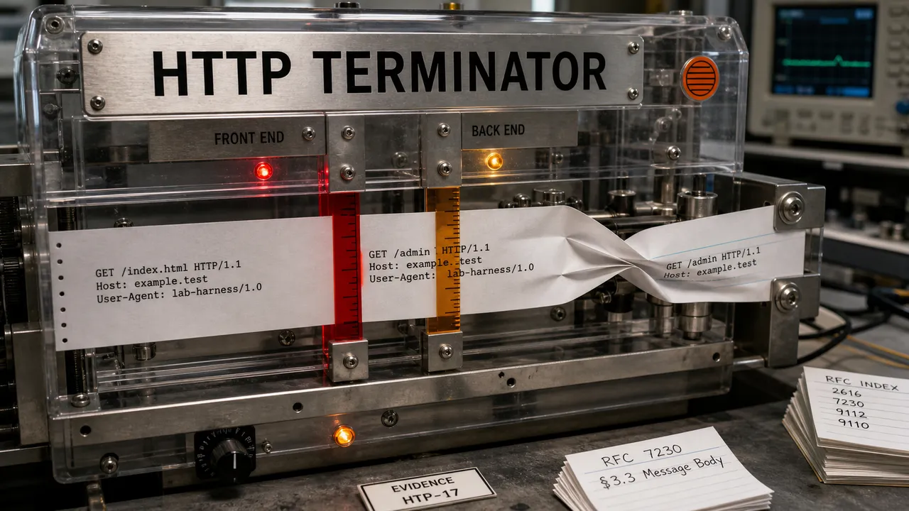 Máquina HTTP Terminator compara limites desalinhados em uma fita de requisições HTTP/1.1.