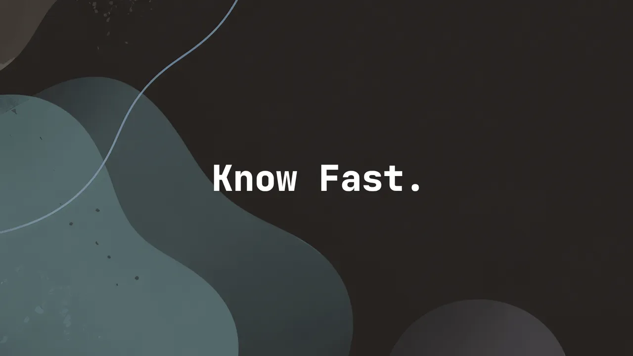 Capa abstrata escura com formas orgânicas e o texto Know Fast