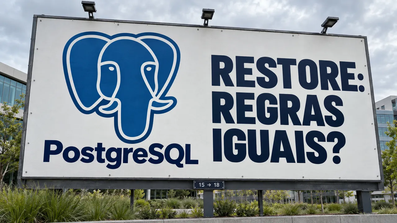 Outdoor com o elefante do PostgreSQL questiona se as regras permanecem iguais após a restauração.