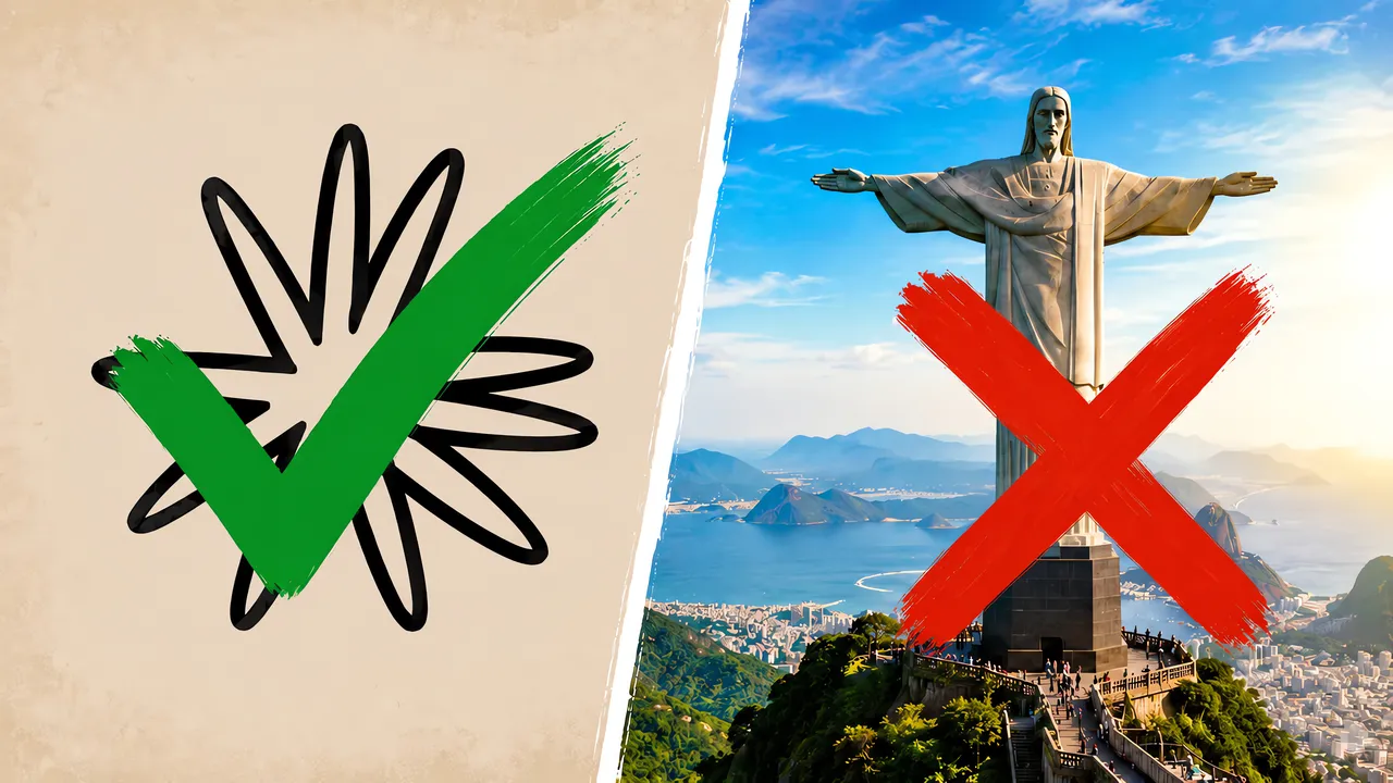 Montagem em duas metades, invertendo a capa anterior: à esquerda, o símbolo da Anthropic com um visto verde; à direita, o Cristo Redentor, no Rio de Janeiro, marcado com um X vermelho, sugerindo que o modelo aberto da prefeitura perdeu o crédito.