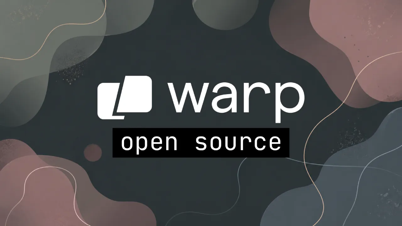 Capa editorial abstrata com a label Warp Open Source